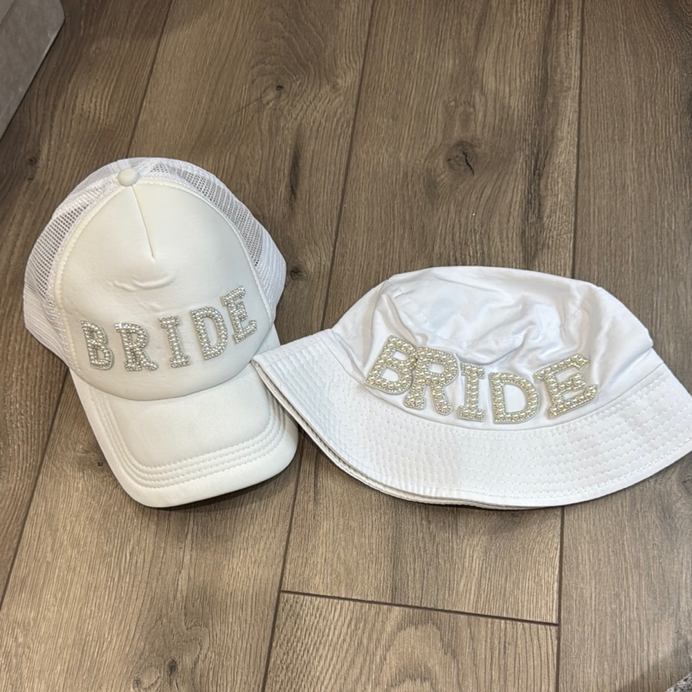 White Bride Caps with Pearl Embellishments